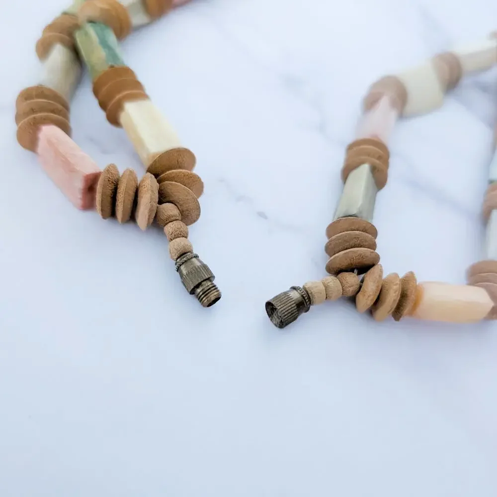 Vintage Necklace Unusual Carved? Beads